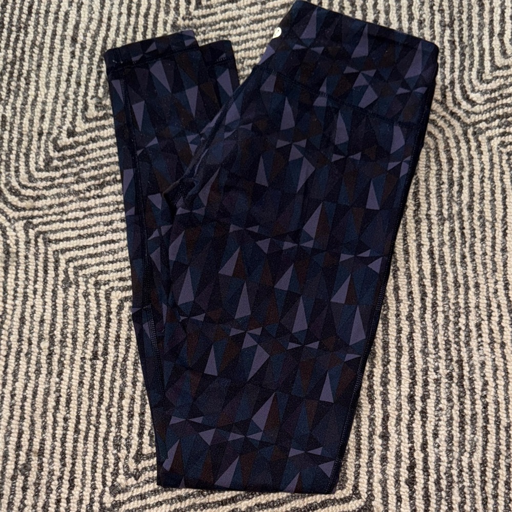 Lululemon Wunder Under Geometric Print Navy & Purple Leggings